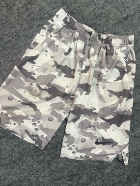 Nike Kids Camo One-Piece Shorts in White and Gray